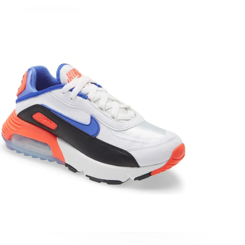 Nike Air Max Boy’s Sneakers in White, Sapphire Blue and Orange| Size: 4